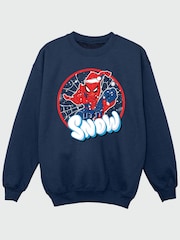 Rags & Rascals Blue Marvel Spider-Man Snow Christmas Sweatshirt - Image 2 of 4