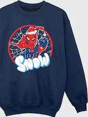 Rags & Rascals Blue Marvel Spider-Man Snow Christmas Sweatshirt - Image 3 of 4