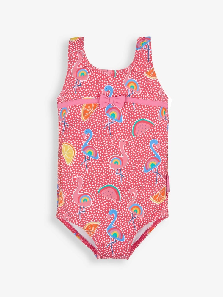 JoJo Maman Bébé Pink Flamingo No Nappy Swimsuit - Image 1 of 3