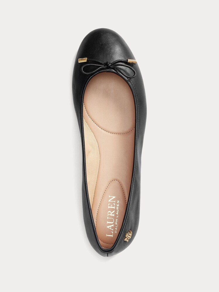 Lauren Ralph Lauren Black Jayna Leather Ballet Pump Shoes - Image 1 of 5