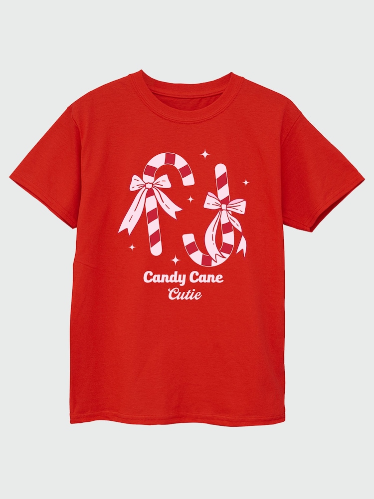 Rags & Rascals Red Christmas Candy Cane Cutie T-Shirt - Image 2 of 3 Rags & Rascals Red Christmas Candy Cane Cutie T-Shirt - Image 2 of 3