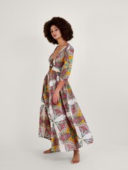 Monsoon Brown Paisley Sustainable Cotton Scarf Print Maxi Dress - Image 1 of 4
