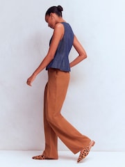 Boden Brown Mayfair Pleat Detail Trousers - Image 6 of 7