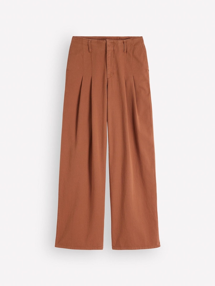 Boden Brown Mayfair Pleat Detail Trousers - Image 7 of 7