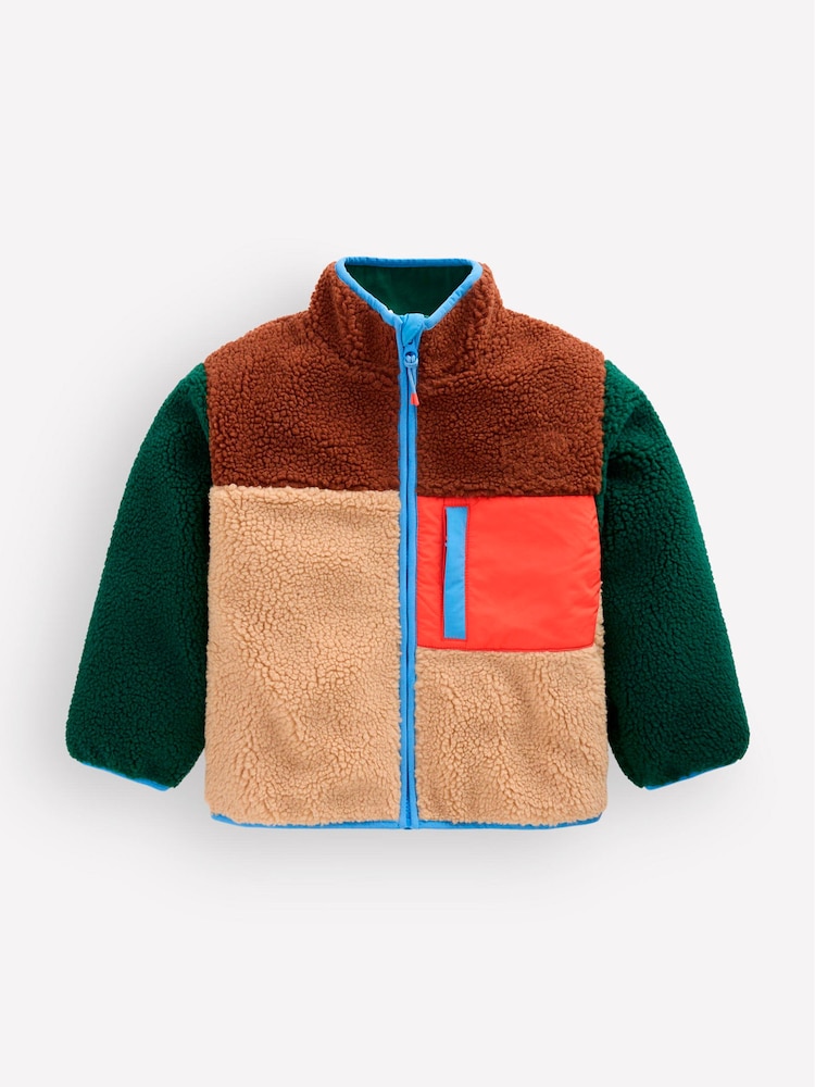 Boden Natural Cosy Colour Block Borg Jacket - Image 1 of 5