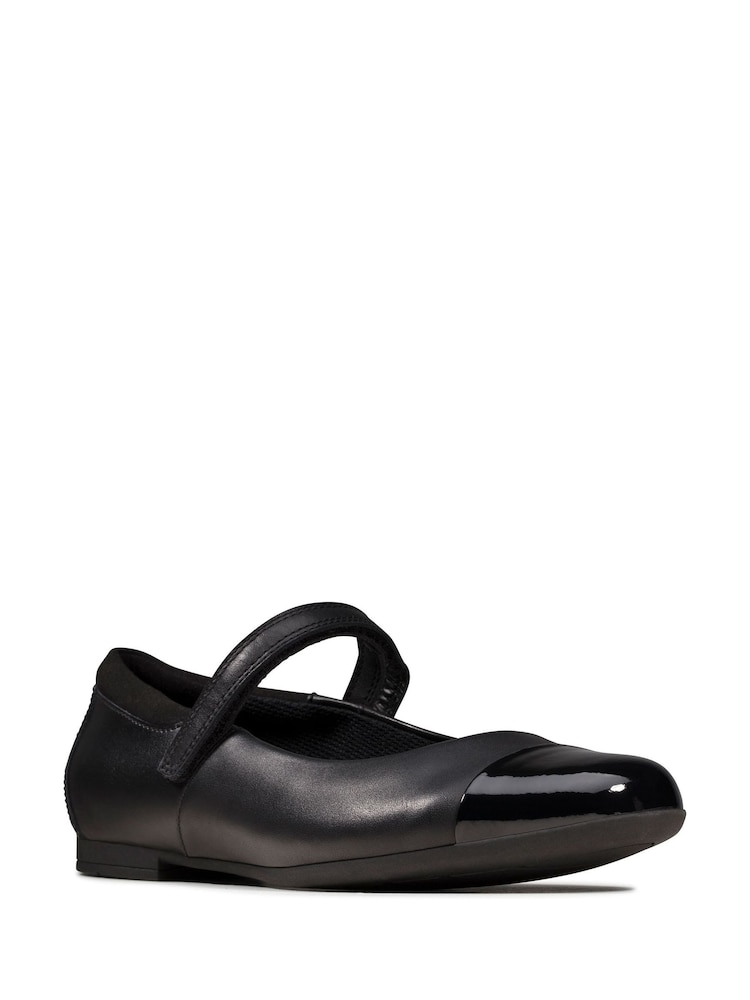 Clarks Black Scala Gem Leather Mary Jane Shoes - Image 1 of 6