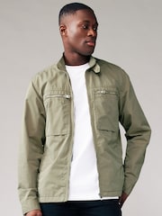 Sage Green Shower Resistant Utility Shacket - Image 1 of 13
