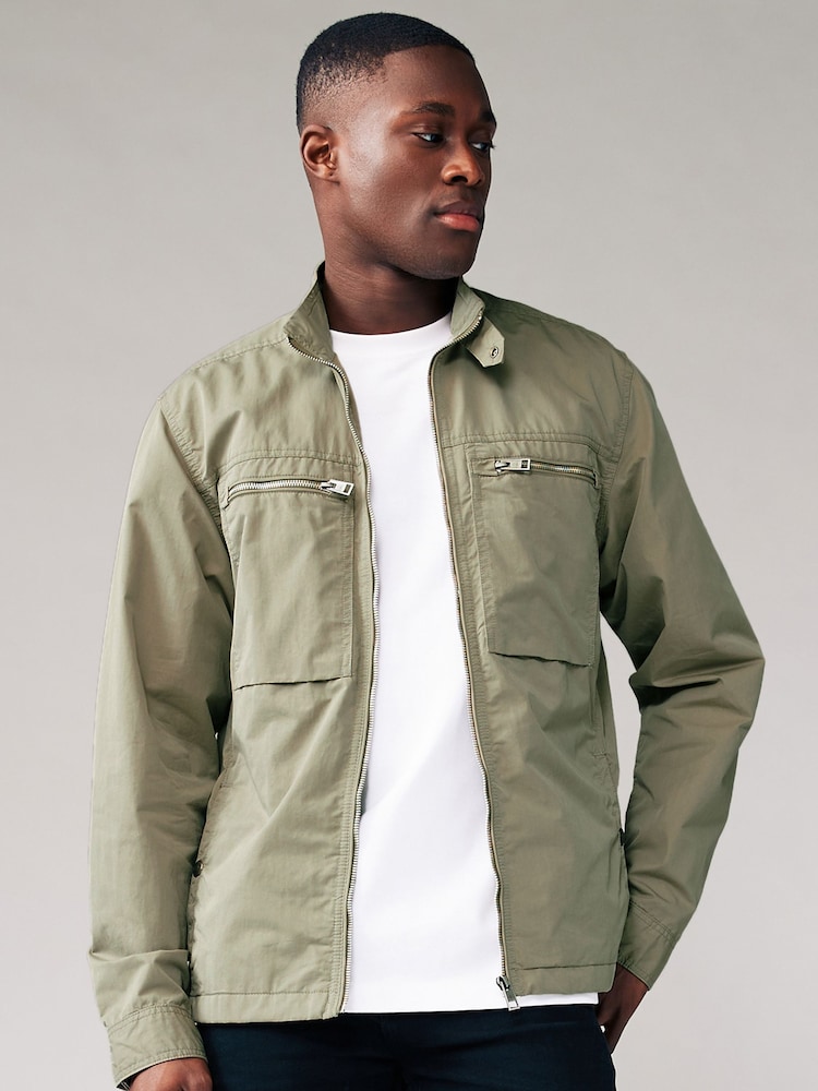 Sage Green Shower Resistant Utility Shacket - Image 1 of 13