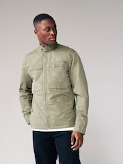 Sage Green Shower Resistant Utility Shacket - Image 3 of 13