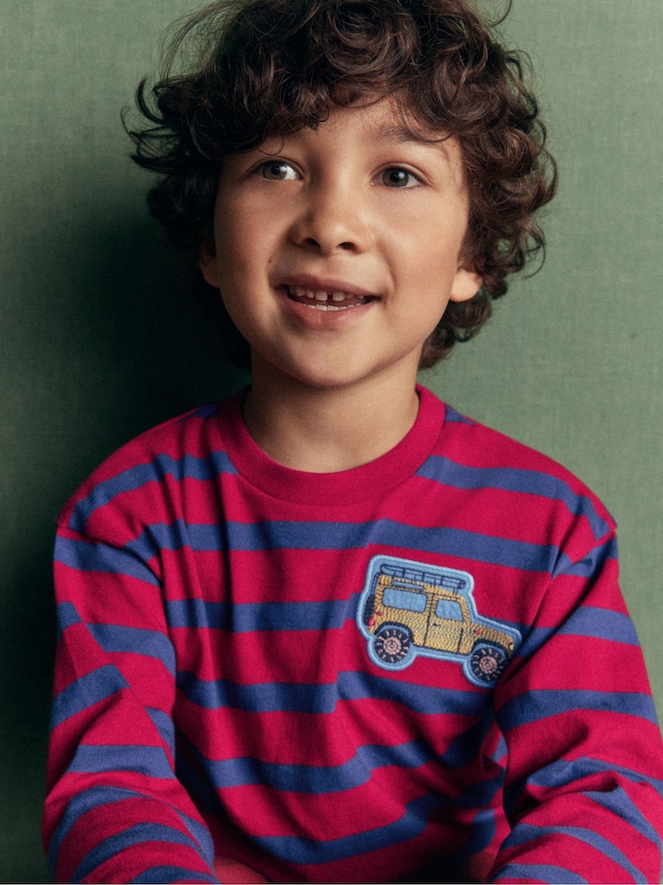 Boden Red Long Sleeve Badge T-Shirt - Image 2 of 5 Boden Red Long Sleeve Badge T-Shirt - Image 2 of 5