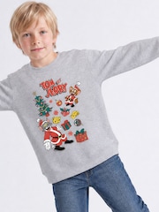 Rags & Rascals Grey Tom & Jerry Christmas Trees Sweatshirt - Image 1 of 4