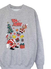Rags & Rascals Grey Tom & Jerry Christmas Trees Sweatshirt - Image 3 of 4