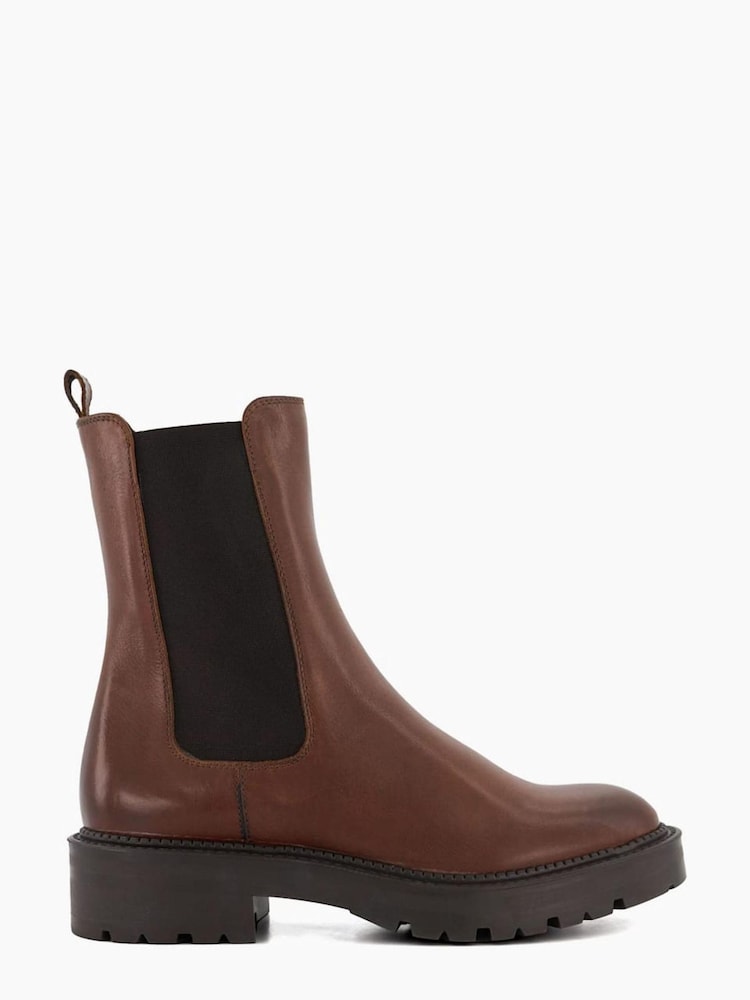 Dune London Brown Picture Cleated Chelsea Boots - Image 1 of 5 Dune London Brown Picture Cleated Chelsea Boots - Image 1 of 5