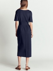 Boden Blue Belted Ponte Midi Dress - Image 3 of 6