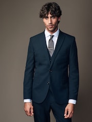 Navy Blue Slim Fit Two Button Suit Jacket - Image 1 of 12