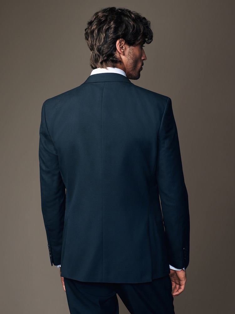 Navy Blue Slim Fit Two Button Suit Jacket - Image 3 of 12