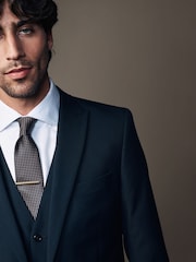 Navy Blue Slim Fit Two Button Suit Jacket - Image 5 of 12