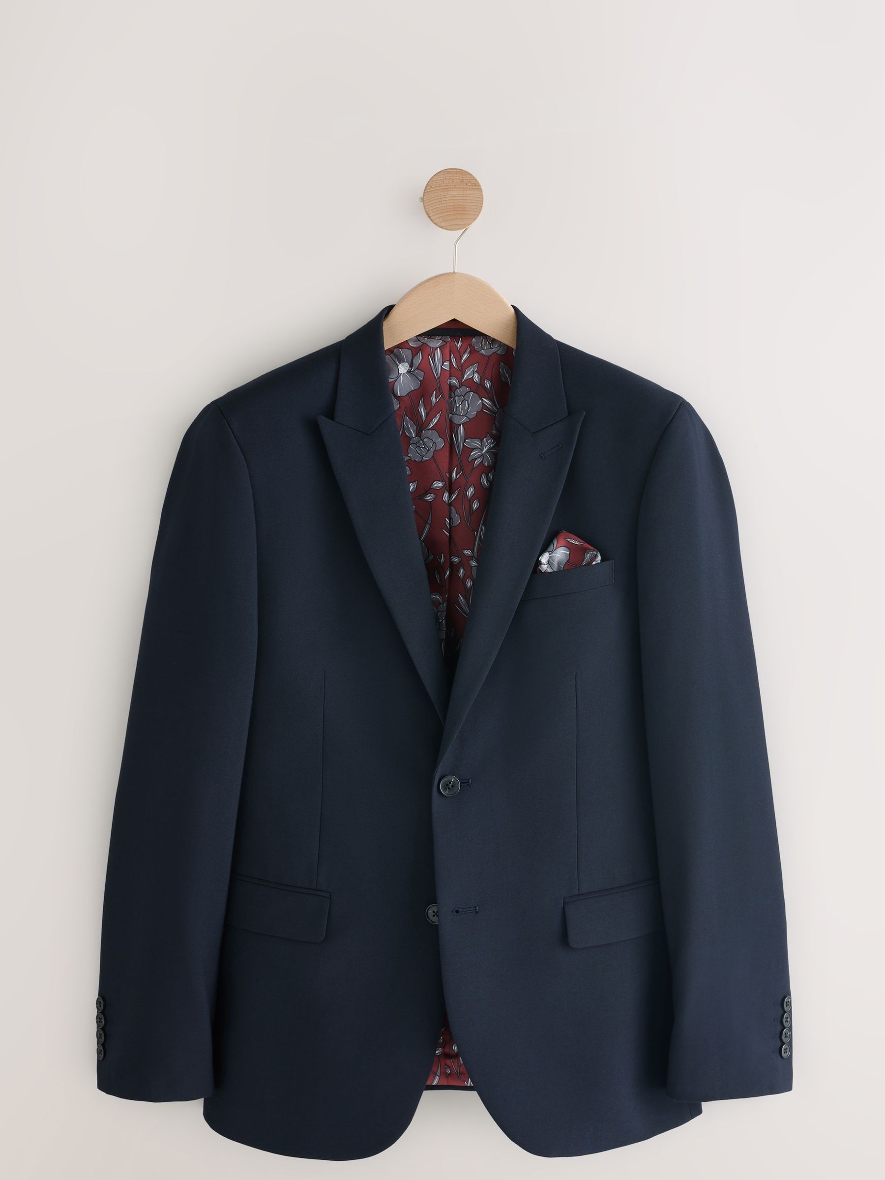 Navy Blue/Blue Check 100% Cotton Modern fit 2 button side vent jacket main image 1
