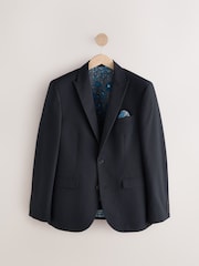 Navy Blue Slim Fit Two Button Suit Jacket - Image 8 of 12