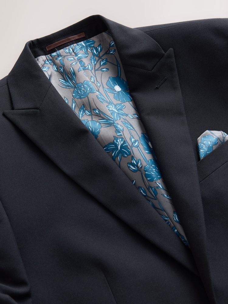 Navy Blue Slim Fit Two Button Suit Jacket - Image 9 of 12