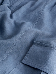 Blue Smart Linen Blend Cargo Taper Trousers - Image 7 of 7