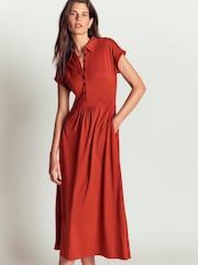 Boden Brown Fae Jersey Shirt Dress - Image 1 of 6