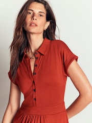 Boden Brown Fae Jersey Shirt Dress - Image 2 of 6