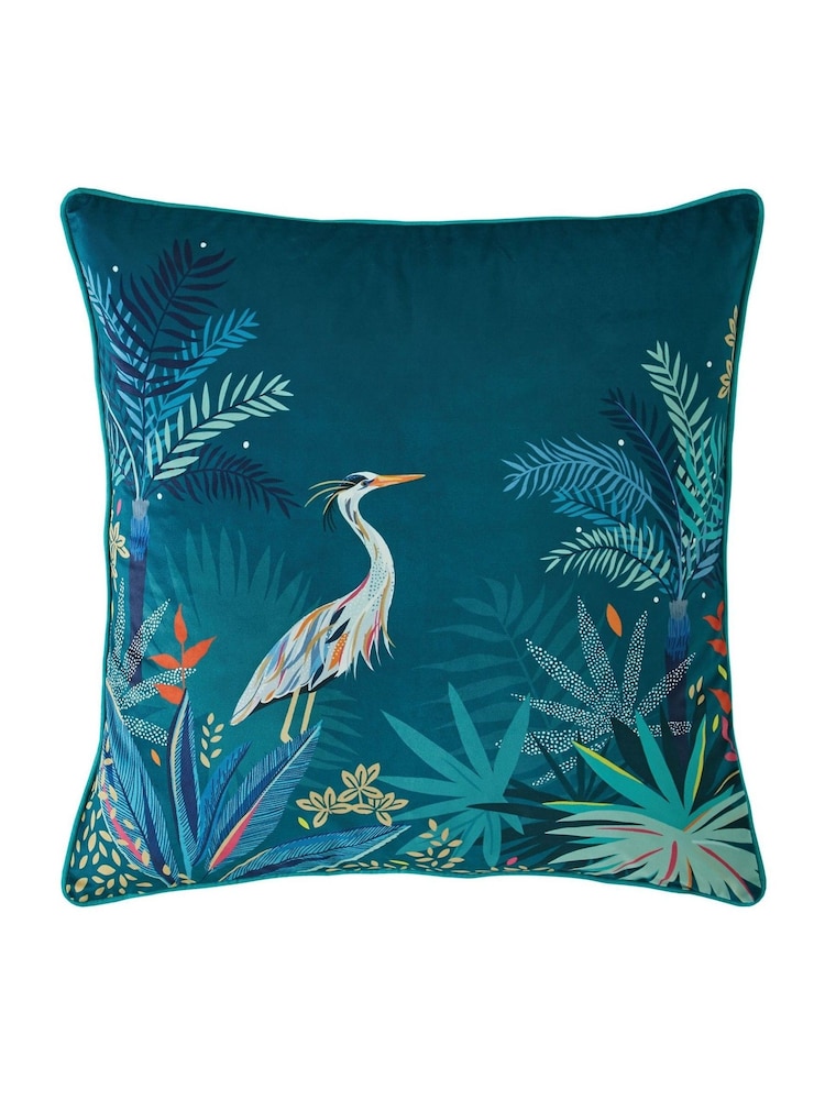 Sara Miller Teal Blue Heron Cushion - Image 1 of 1