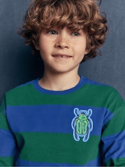 Boden Blue Long Sleeve Badge T-Shirt - Image 1 of 4