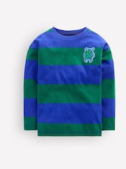 Boden Blue Long Sleeve Badge T-Shirt - Image 2 of 4