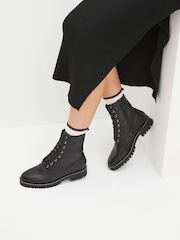 Black Regular/Wide Fit Forever Comfort® Leather Lace-Up Boots - Image 1 of 7