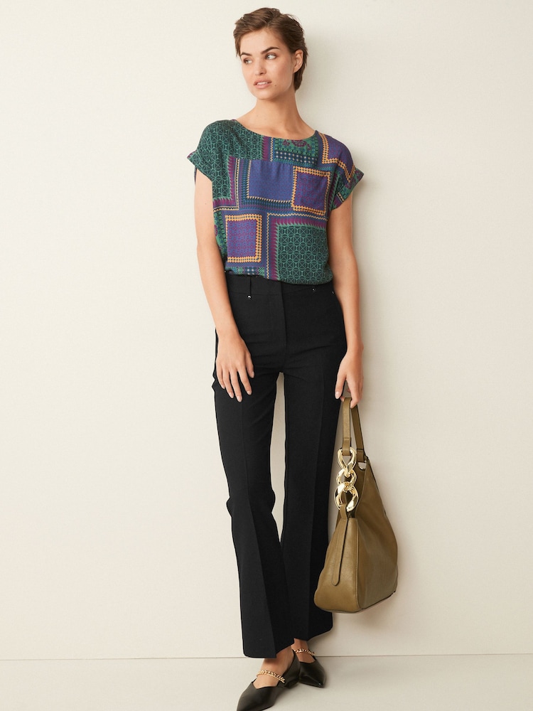 Black Tailored Elasticated Back Boot Cut Trousers - Image 1 of 5