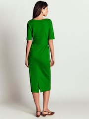 Boden Green Belted Ponte Midi Dress - Image 3 of 5
