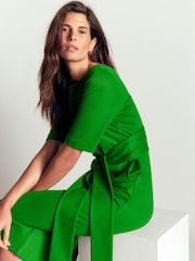 Boden Green Belted Ponte Midi Dress - Image 4 of 5