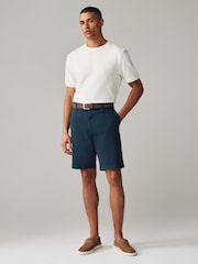 Navy Blue Belted Chino Shorts - Image 2 of 8
