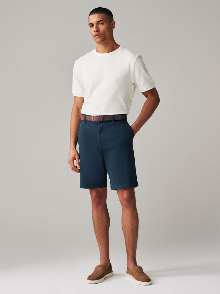 Navy Blue Belted Chino Shorts - Image 2 of 8
