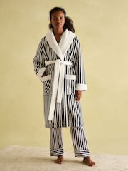 Joules Matilda Navy & White Fleece Lined Dressing Gown - Image 1 of 7