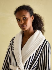 Joules Matilda Navy & White Fleece Lined Dressing Gown - Image 4 of 7