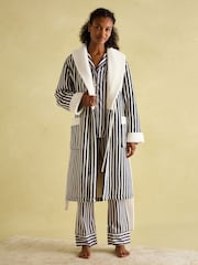 Joules Matilda Navy & White Fleece Lined Dressing Gown - Image 6 of 7