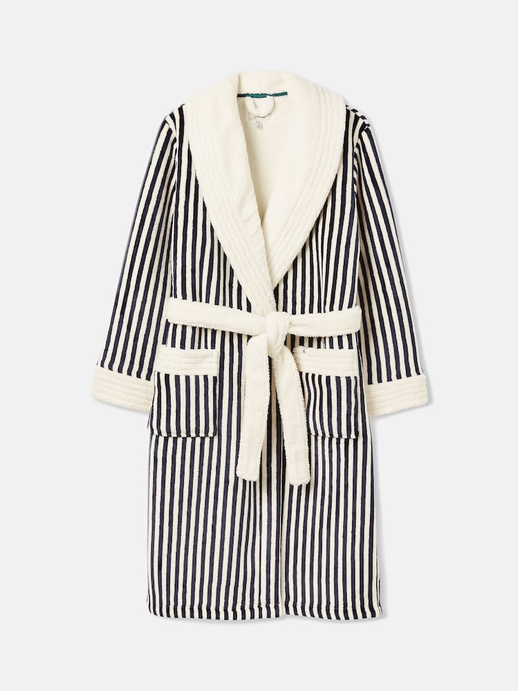 Joules Matilda Navy & White Fleece Lined Dressing Gown - Image 7 of 7