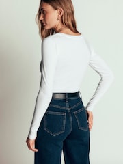 Boden White Annie Cotton V-Neck Jersey Top - Image 3 of 6