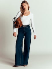 Boden White Annie Cotton V-Neck Jersey Top - Image 4 of 6