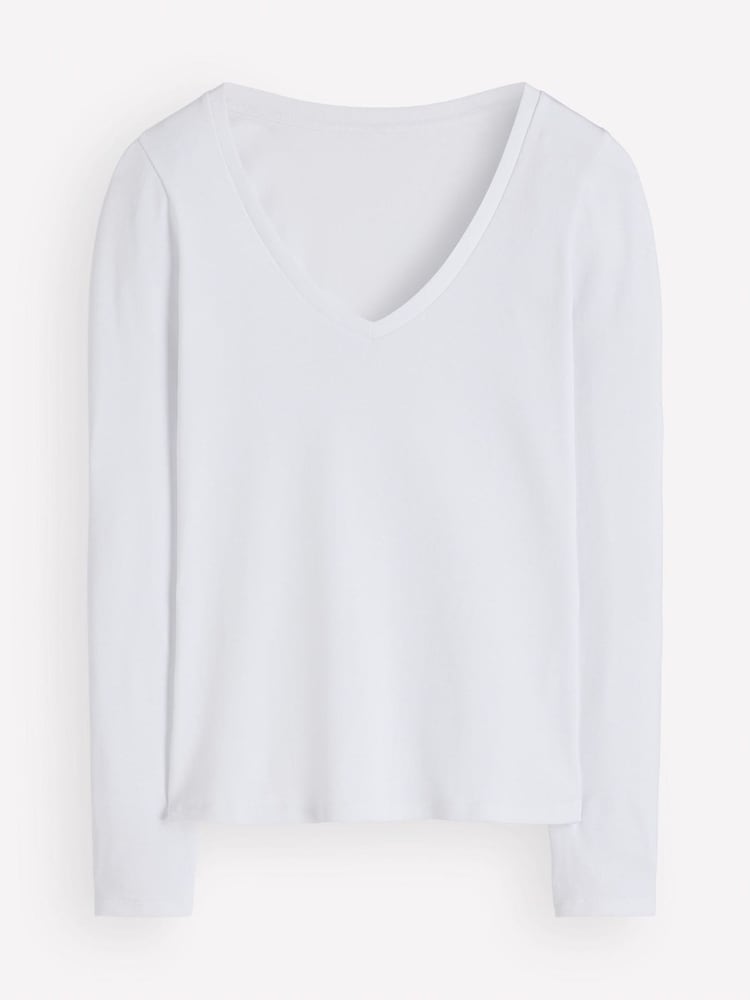 Boden White Annie Cotton V-Neck Jersey Top - Image 6 of 6 Boden White Annie Cotton V-Neck Jersey Top - Image 6 of 6