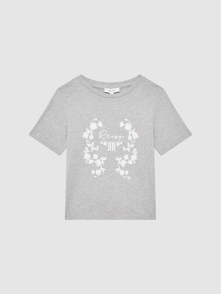 Reiss Grey Marl Bobbi 4-9 yrs Motif Crew Neck T-Shirt - Image 2 of 6