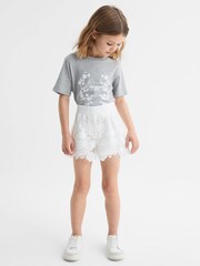 Reiss Grey Marl Bobbi 4-9 yrs Motif Crew Neck T-Shirt - Image 3 of 6