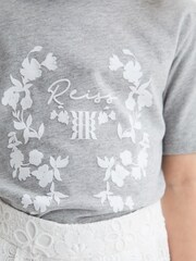Reiss Grey Marl Bobbi 4-9 yrs Motif Crew Neck T-Shirt - Image 4 of 6