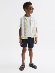 Reiss Ecru Sorento Junior Printed Cuban Collar Short Sleeve Shirt - Image 3 of 6