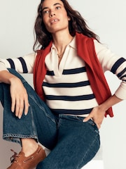 Boden Cream Lucy Cotton Henley Jumper - Image 1 of 7