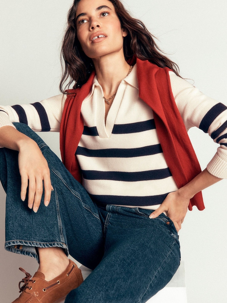 Boden Cream Lucy Cotton Henley Jumper - Image 1 of 7 Boden Cream Lucy Cotton Henley Jumper - Image 1 of 7
