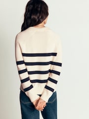Boden Cream Lucy Cotton Henley Jumper - Image 3 of 7